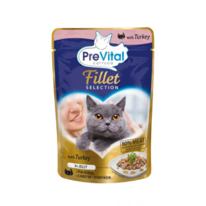 PreVital Fillet Turkey Jelly konservi kaķiem Tītars želējā 85g