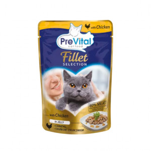 PreVital Fillet Chicken Jelly konservi kaķiem Vista želējā 85g