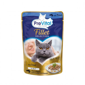 PreVital Fillet Trout Jelly konservi kaķiem Forele želējā 85g