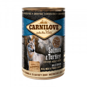 CARNILOVE WILD MEAT SALMON & TURKEY konservi suņiem Lasis, tītars 400g