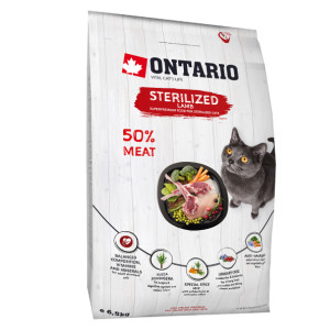 Ontario CAT STERILISED sausā kaķu barība Jērs 6.5kg