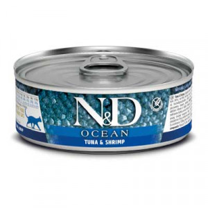 Natural & Delicious Cat kaķu konservi OCEAN Tuncis, garneles 80g