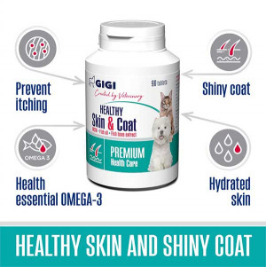GIGI HEALTHY SKIN & COAT COD OMEGA PLUS papildbarība suņiem Ādai, spalvai N90