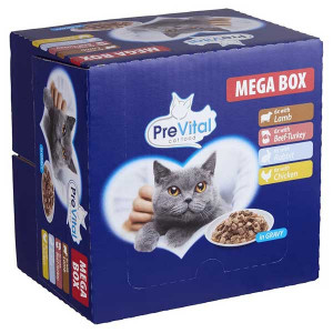 PreVital Gravy MEGA BOX konservi kaķiem 24x100g Mix
