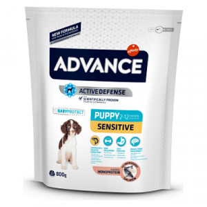 Advance Dog PUPPY SENSITIVE sausā barība kucēniem Lasis, rīsi 800g