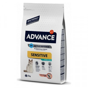 Advance Cat STERILIZED SENSITIVE sausā kaķu barība Lasis, rīsi 3kg