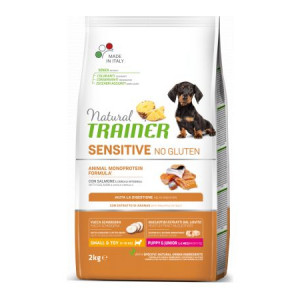 Natural Trainer Dog PUPPY  JUNIOR Sensitive SMALL TOY sausā barība kucēniem Lasis 2kg