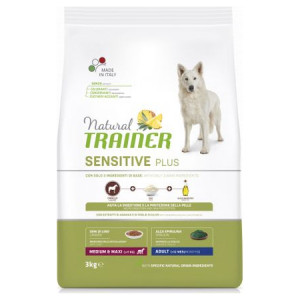 Natural Trainer Dog SENSITIVE PLUS MEDIUM MAXI sausā suņu barība Zirga gaļa 3kg