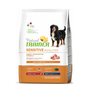 Natural Trainer Dog SENSITIVE NO GRAIN MEDIUM MAXI sausā suņu barība Cūkgaļa 12kg
