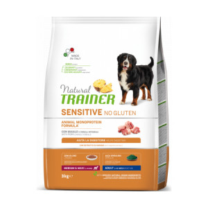 Natural Trainer Dog SENSITIVE NO GLUTEN MEDIUM MAXI sausā suņu barība Cūkgaļa 3kg
