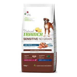 Natural Trainer Dog SENSITIVE NO GRAIN MEDIUM MAXI sausā suņu barība Forele 12kg