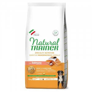 NATURAL TRAINER SENSITIVE MEDIUM MAXI SALMON sausā suņu barība Lasis 12kg