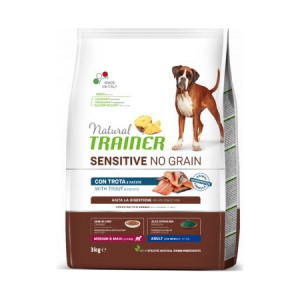 Natural Trainer Dog SENSITIVE NO GRAIN MEDIUM MAXI sausā suņu barība Forele 3kg