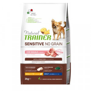 Natural Trainer Dog SENSITIVE NO GRAIN SMALL TOY sausā suņu barība Cūkgaļa 2kg