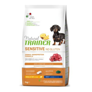 Natural Trainer Dog SENSITIVE NO GLUTEN SMALL TOY sausā suņu barība Jērs 7kg