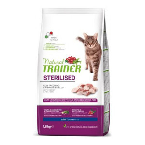 Natural Trainer Cat STERILISED Turkey sausā kaķu barība Tītars 1.5kg