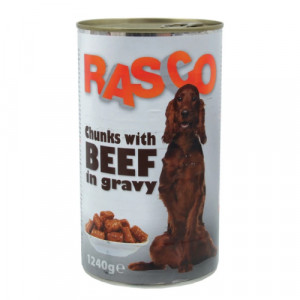 Rasco Dog Beef Chunks in Gravy konservi suņiem Liellops mērcē 1240g