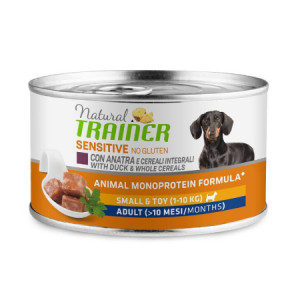 Natural Trainer Dog GLUTEN FREE SMALL TOY konservi suņiem Pīle, rīsi 150g