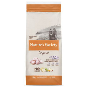 Nature's Variety Dog Original No Grain MEDIUM Turkey sausā suņu barība Tītars 12kg