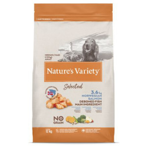 Nature's Variety Dog Selected MEDIUM Norwegian Salmon sausā suņu barība Lasis 12kg