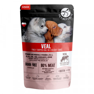 PetRepublic Dog JUNIOR Veal fillets konservi kucēniem Teļa gaļa 100g