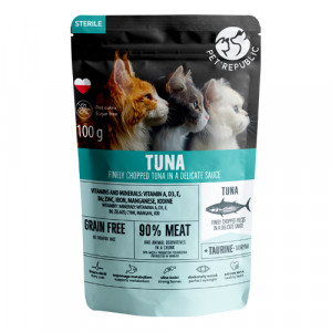 PetRepublic Cat Sterilised Tuna shred konservi kaķiem Tuncis mērcē 100g