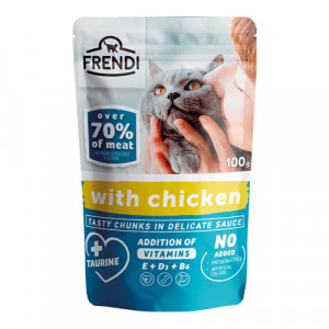 PetRepublic FRENDI Cat Chicken konservi kaķiem Vista  mērcē 100g