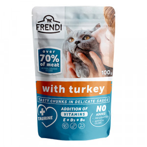 PetRepublic FRENDI Cat Turkey konservi kaķiem Tītars mērcē 100g