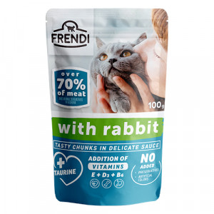PetRepublic FRENDI Cat Rabbit konservi kaķiem Trusis mērcē 100g
