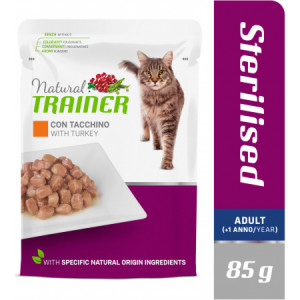 Natural Trainer Cat STERILISED konservi kaķiem Tītars 85g