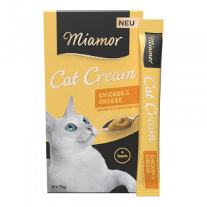 MIAMOR CREAM CHICKEN & CHEESE gardums krēms kaķiem Siers 15g x6