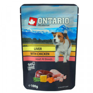 Ontario Dog Liver & Chicken konservi suņiem Aknas, vista buljonā 100g