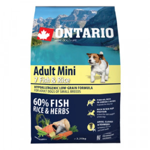 Ontario Dog MINI Fish & Rice sausā barība suņiem Zivis, rīsi 2.25kg