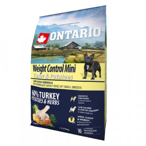 Ontario Dog MINI Weight Control Turkey sausā barība suņiem Tītars, kartupeļi 2.25kg