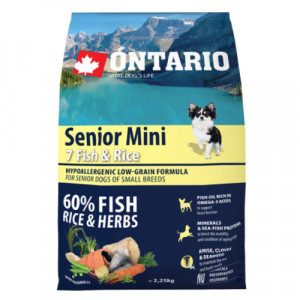 Ontario Dog SENIOR MINI Fish & Rice sausā barība suņiem Zivis, rīsi 2.25kg