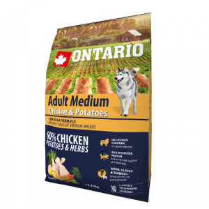 Ontario Dog MEDIUM Chicken & Potato sausā barība suņiem Vista, kartupeļi 2.25kg