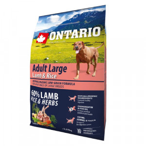 Ontario Dog LARGE BREED Lamb & Rice sausā barība suņiem Jērs, rīsi 2.25kg