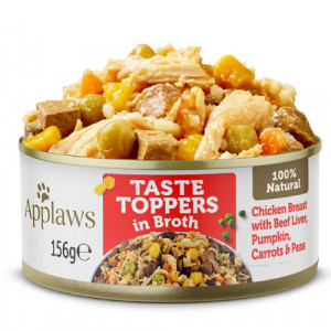 Applaws Dog Taste Toppers konservi suņiem Vistas krūtiņa, aknas, dārzeņi buljonā 156g