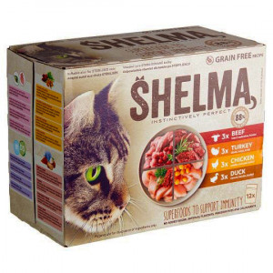 Shelma konservi kaķiem MIX Gaļas izlase 12x85g