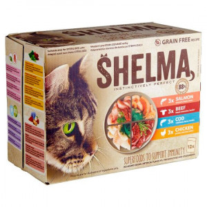 Shelma konservi kaķiem MIX Gaļa/zivis izlase 12x85g