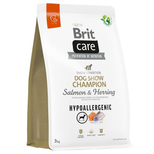Brit Care Hypoallergenic Dog Show Champion sausā barība suņiem Lasis, siļķi 3kg