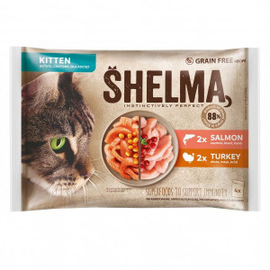 Shelma konservi kaķēniem KITTEN MIX Gaļa/zivis izlase 4x85g