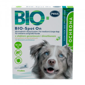 PESS BIO pretblusu pipetes suņiem Gerānijas eļļa, dimetikons DOGS M/L 10-20kg 4gb