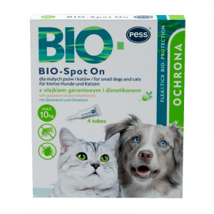 PESS BIO pretblusu pipetes kaķiem suņiem Gerānijas eļļa, dimetikons CATS DOGS S <10kg 4gb