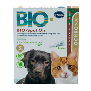 PESS BIO pretblusu pipetes kaķiem suņiem Gerānijas, vīnogu sēkliņu eļļa CATS DOGS S <10kg 4gb