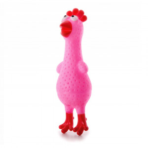 JK suņu vinila rotaļlieta ar pīkstuli Pink Chicken 15cm