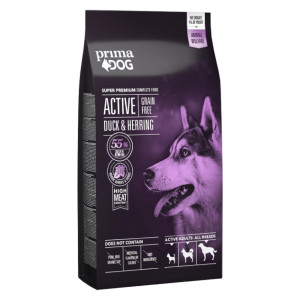 PrimaDog Adult Active Duck Herring bezgraudu sausā suņu barība Pīle, siļķe 20kg