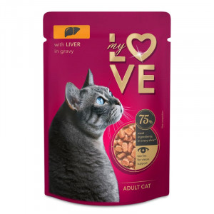 MJAU MY LOVE konservi kaķiem Aknas mērcē 85g