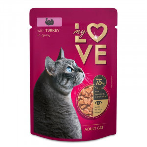 MJAU MY LOVE konservi kaķiem Tītars mērcē 85g