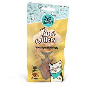 MR.BANDIT CAT PURE FILLETS Chicken Fish gardums kaķiem Vista, kūpinata zivs 30g